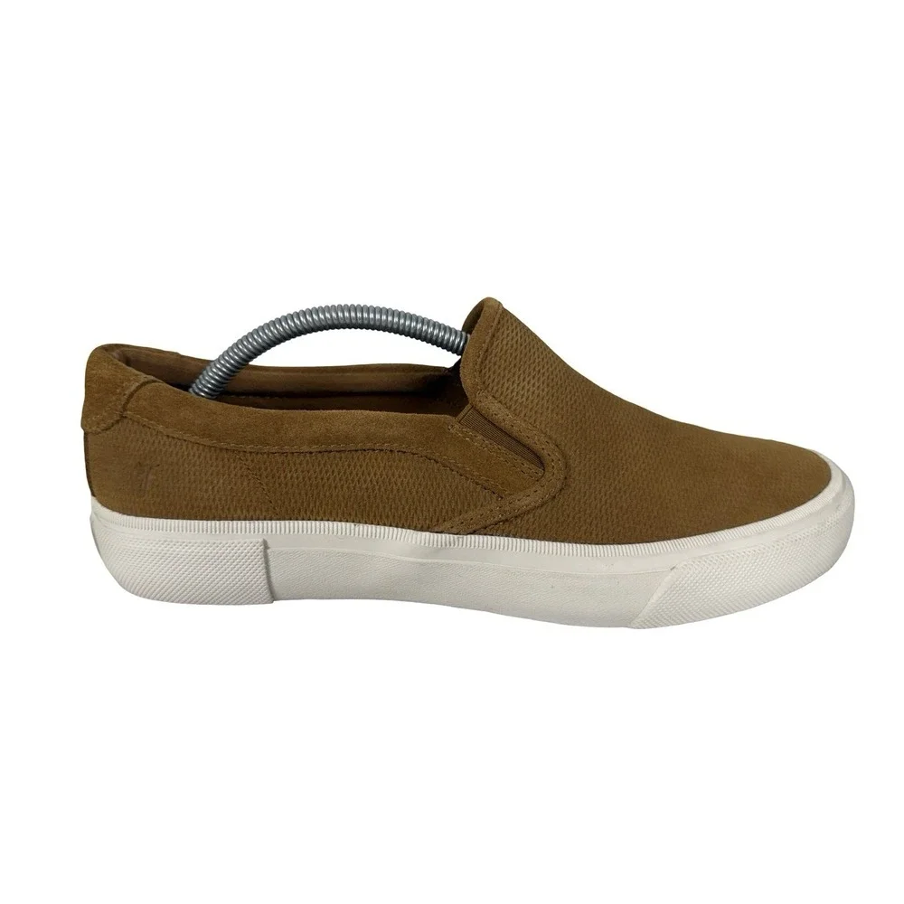 Frye Ludlow Mens US 10 Canvas Leather Slip On Shoes Casual Loafers Brown